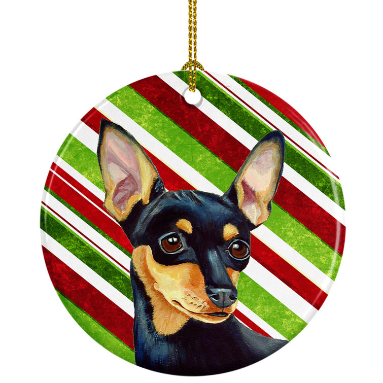 The Holiday Aisle® Min Pin Holiday Christmas Ceramic Hanging Figurine